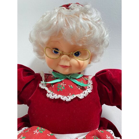 VINTAGE Mrs Claus Plush by Matrix Industries Velvet Red Dress Sits Christmas - Picture 2 of 8